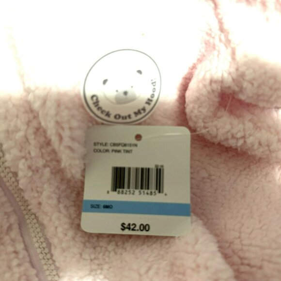 NEW Cuddle Bear Infant Girls Pink Fleece Zip Front Bunting Footed Sleeper 6 Mo - Picture 6 of 6